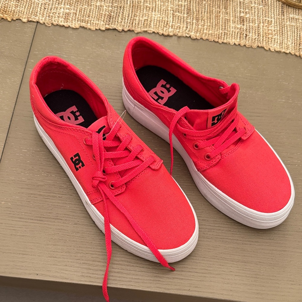 DC Red Low-Top Canvas Skate Shoes